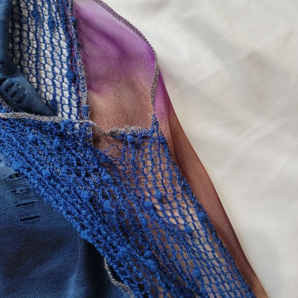 Womens Open Cardigan Size Medium Sheer Sleeveless Colorful Bohemian Indie Fairy - Picture 7 of 8